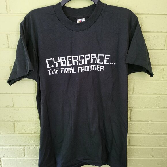 Vintage 1990s CYBERSPACE...The Final Frontier Shirt MEDIUM FOTL Single Stitch A4 - Picture 1 of 5